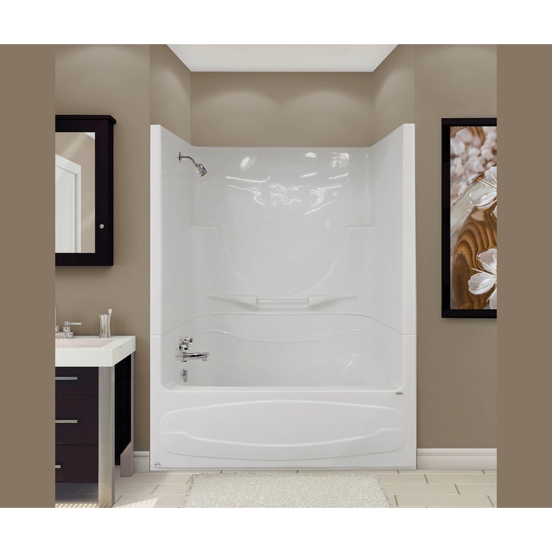 MAAX 105621-000-001-101 Figaro II AFR Acrylic Alcove Left-Hand Drain One-Piece Tub Shower in White