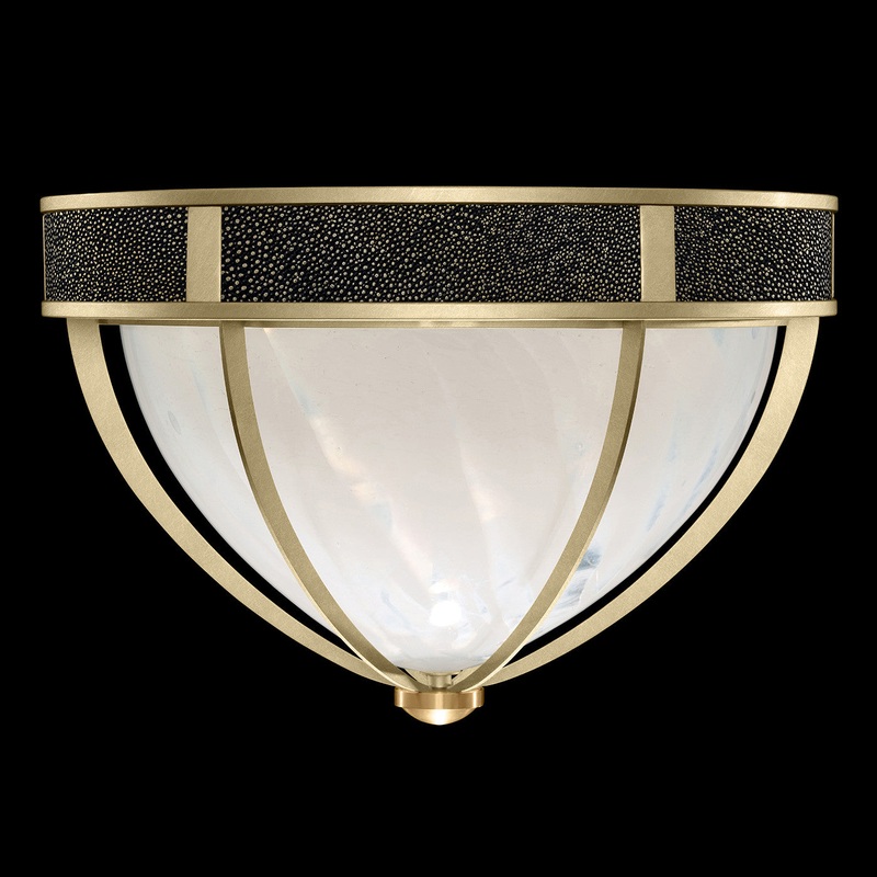 Mirage 18.75″W Round Flush Mount Soft Gold Leaf/Brass/Black Knight