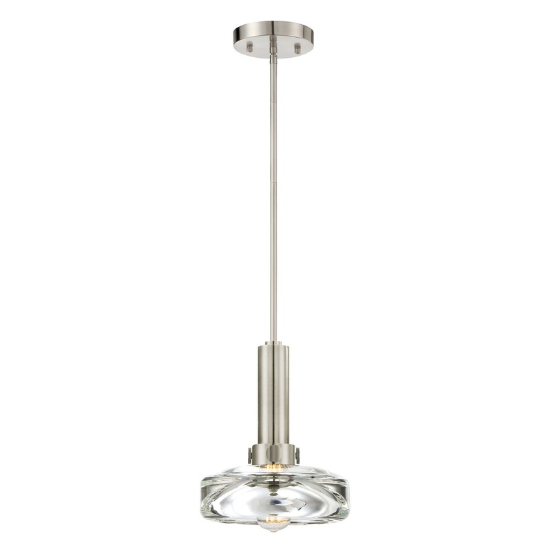 One Light Pendant from the Volk Collection in Satin Nickel Finish by Stone Lighting