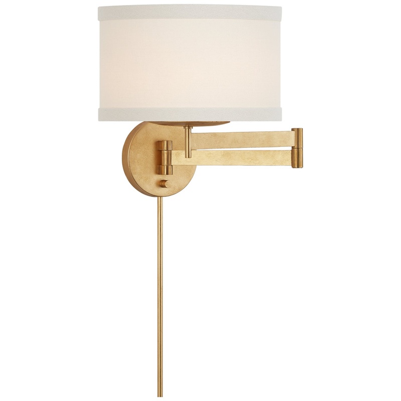One Light Swing Arm Wall Sconce from the Walker Collection in Gild Finish by Visual Comfort Signature