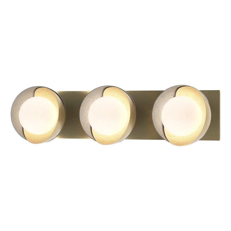 Brooklyn 3-Light Straight Double Shade Bath Sconce Modern Brass Vintage Platinum