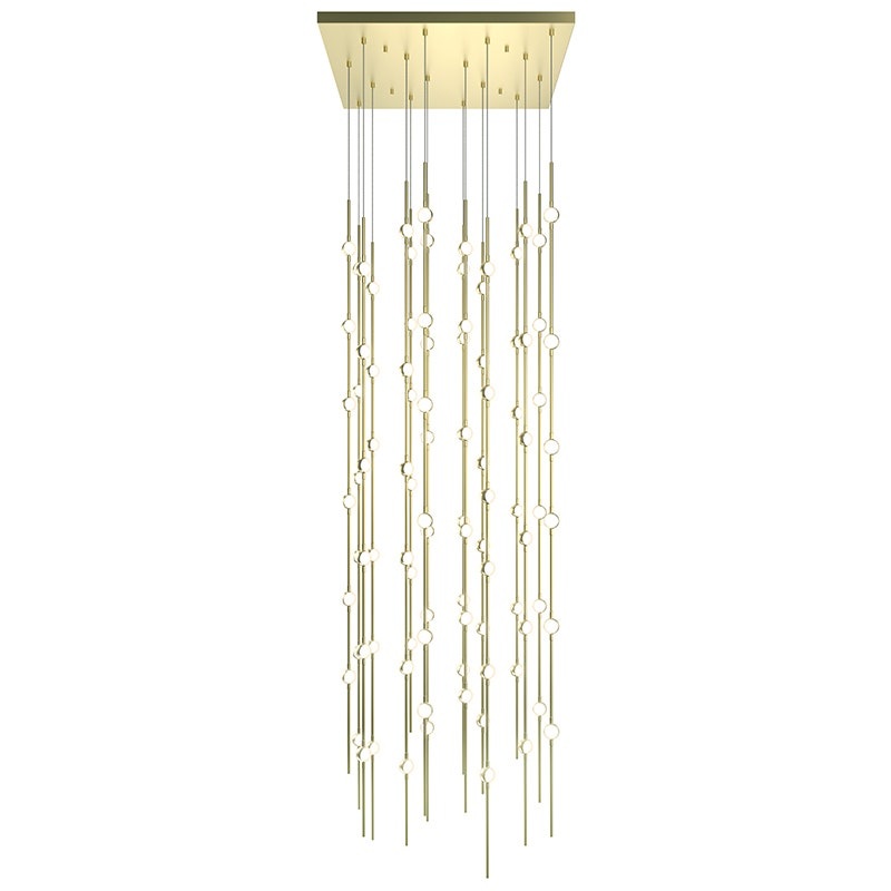 Constellation Andromeda 24″ Square LED Pendant Satin Brass with White Optical Acrylic 2700K 20′ Adjustable Cord