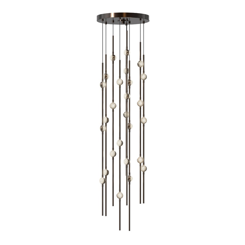 Constellation Andromeda Short 12″ Round LED Pendant Espresso Black with Clear Faceted Acrylic 2700K 20′ Adjustable Cord