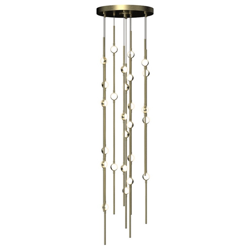 Constellation Andromeda Short 12″ Round LED Pendant Satin Brass with White Optical Acrylic 3000K 20′ Adjustable Cord