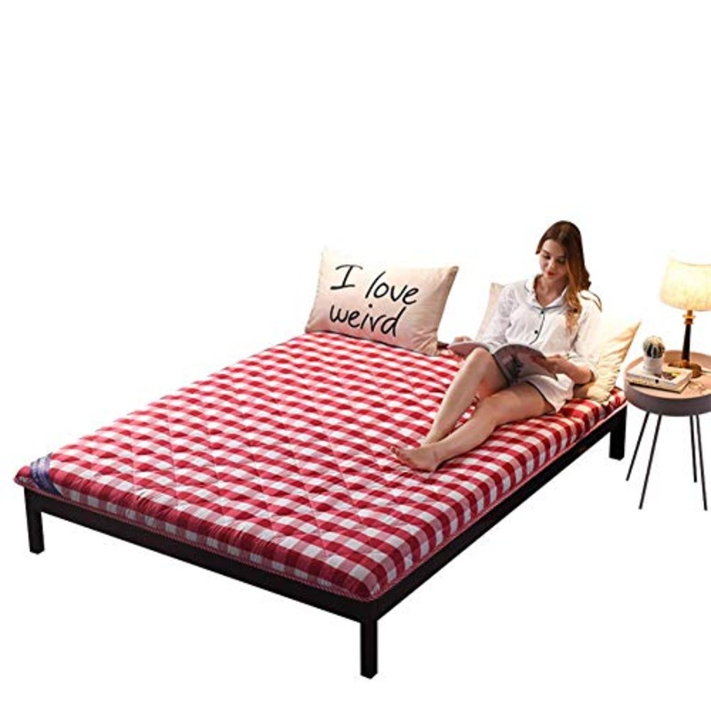 Coprimaterasso Futon 100% cotone, Coprimaterasso Tatami morbido e spesso 2,7 pollici Coprimaterasso Tatami Tappetino per dormire Materassino pieghevole giapponese – rosso 90x200cm (35×79 pollici)