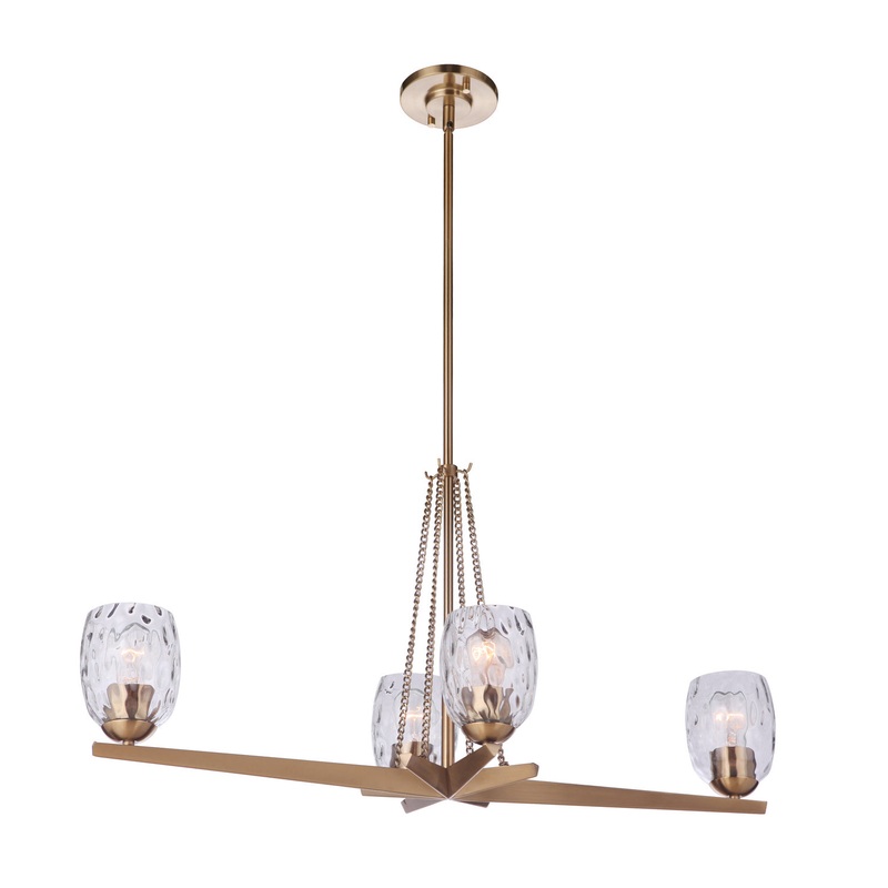 Craftmade 57374-SB Guiding Star Four Light Island Linear Chandelier Satin Brass