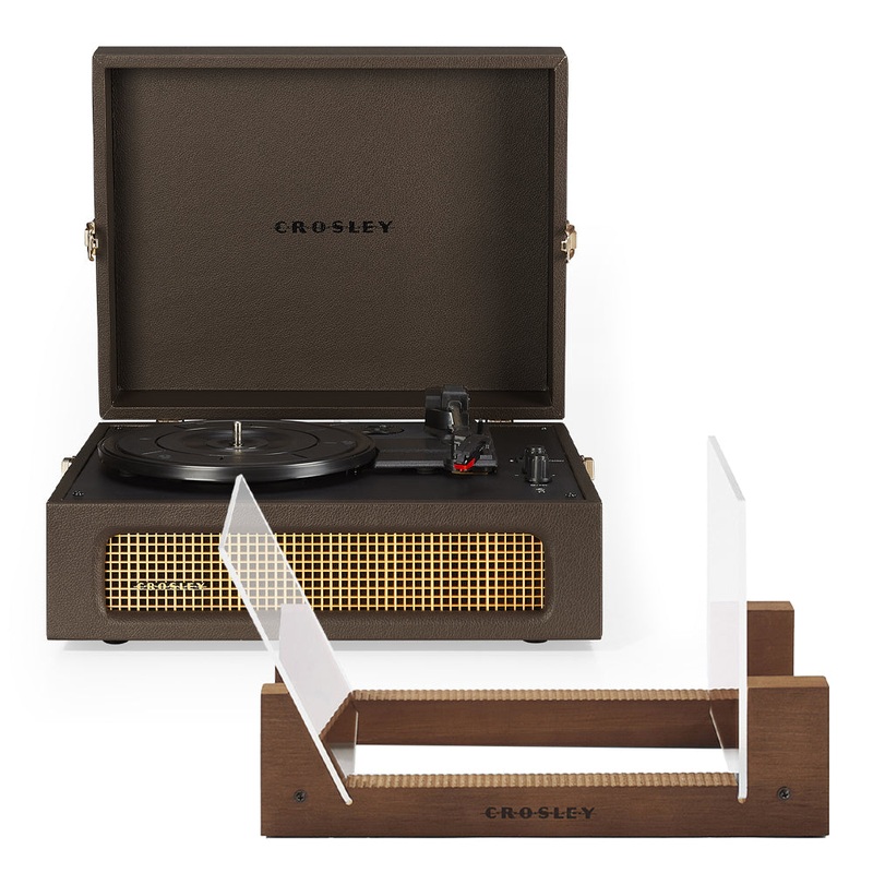 Crosley Voyager Bluetooth Portable Turntable – Cocoa + Bundled Crosley Record Storage Display Stand