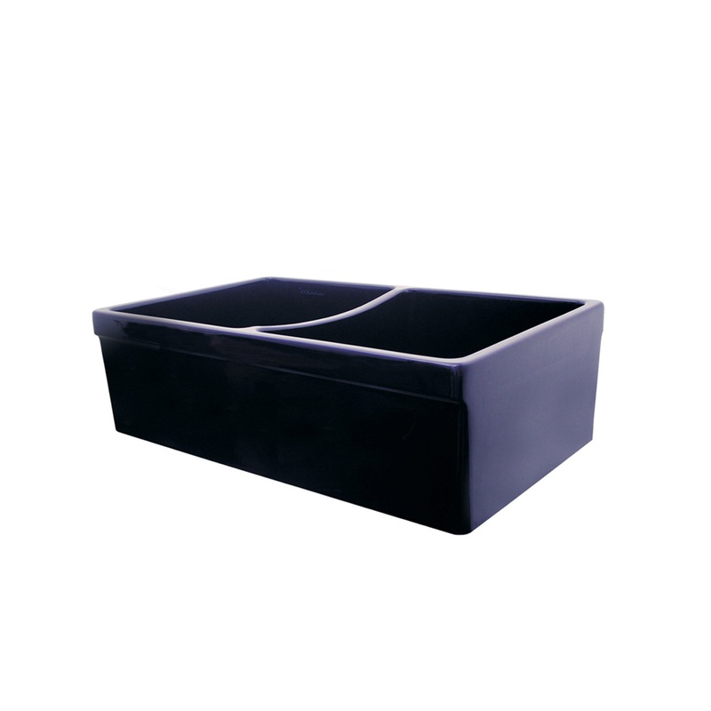 Farmhaus Fireclay Quatro Alcove Reversible Double Bowl Sink with 2″ Lip on One Side and 2 ” Lip on the Opposite Side