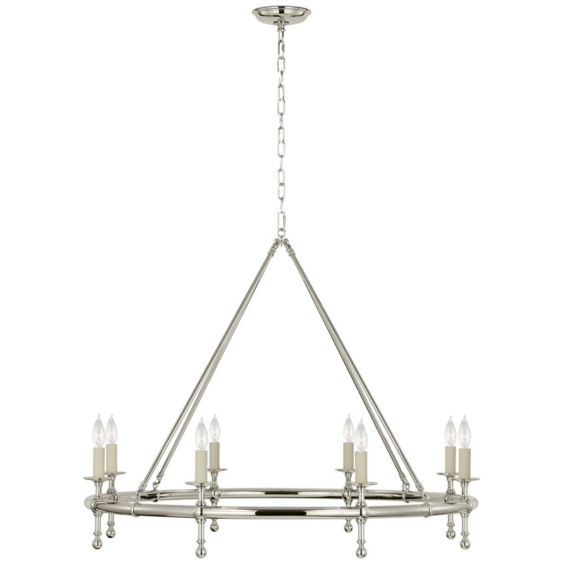 LED Chandelier from the Classic Collection in Polished Nickel Finish by Visual Comfort Signature