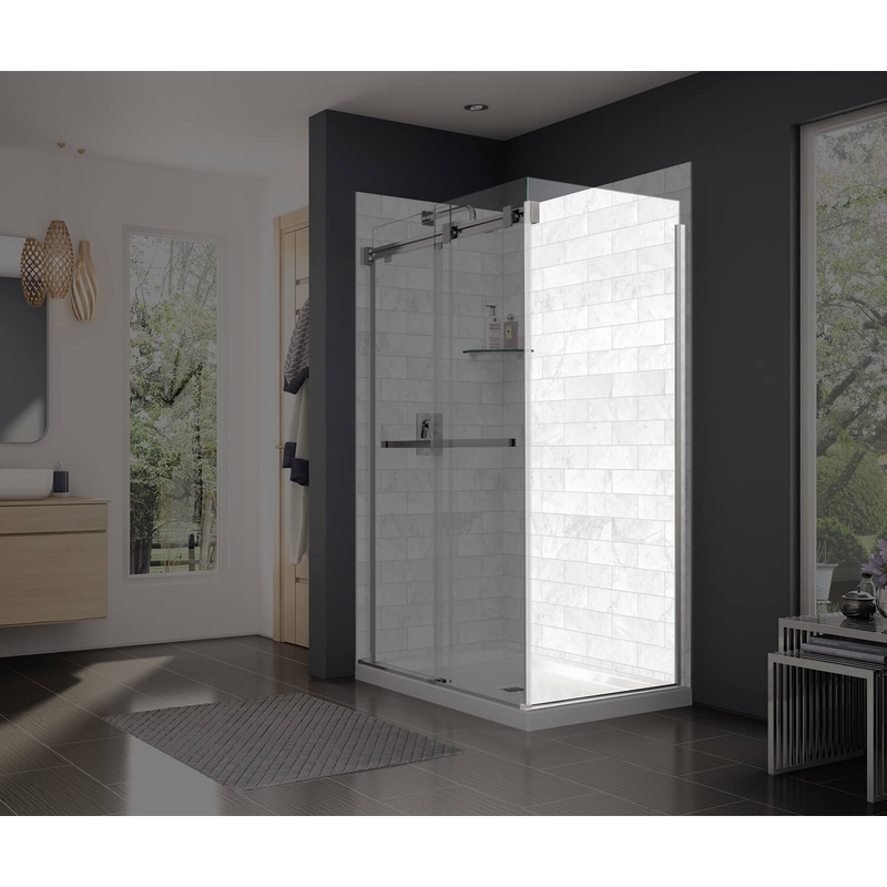 MAAX 137310-900-084-000 Duel and Inverto Return Panel for 32 in. Base with Clear glass in Chrome