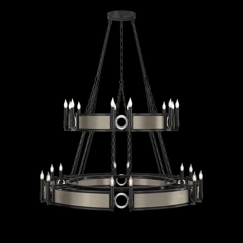 Mirage 50″W Round Chandelier Black Iron/Nickel/Coco