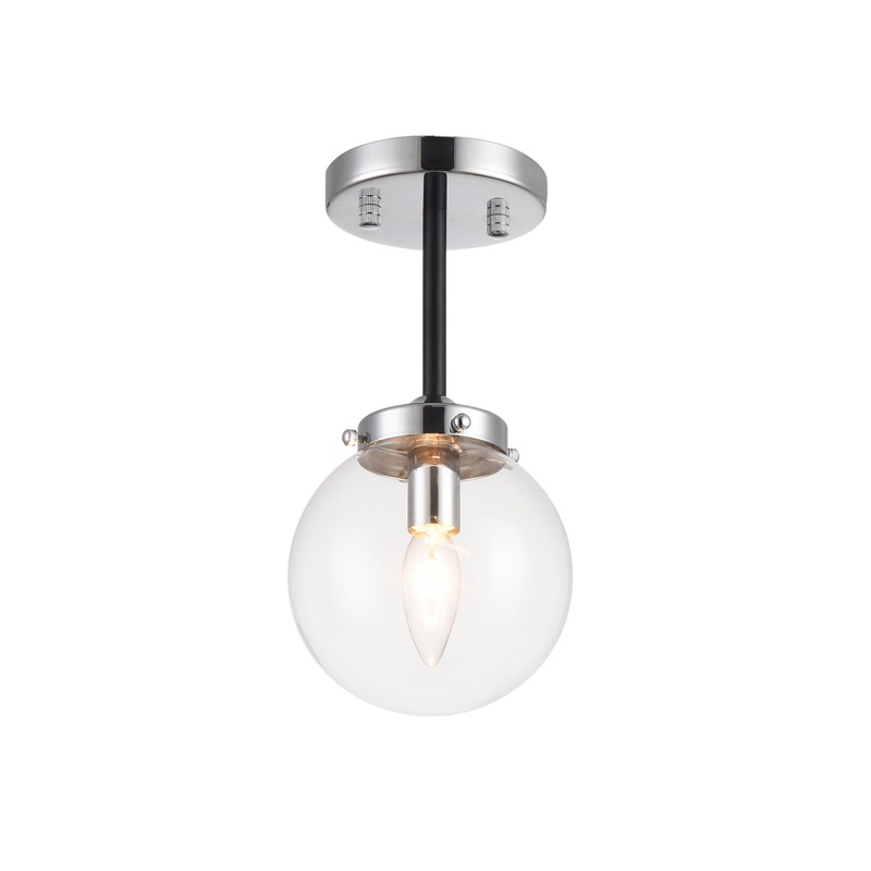 One Light Flush Mount from the Maru Collection in Chrome Finish by Matteo Lighting