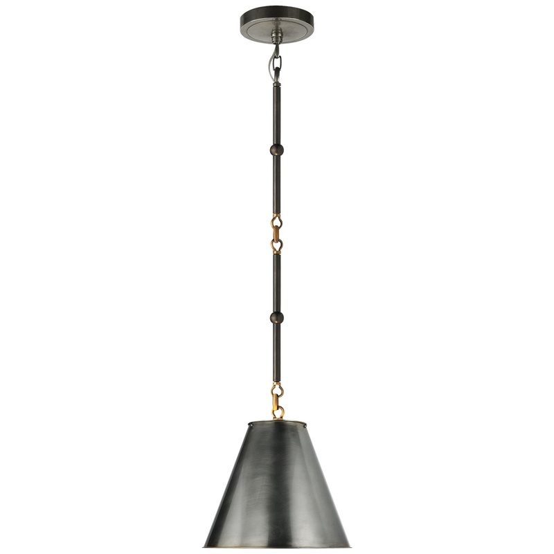 One Light Pendant from the Goodman Collection in Bronze With Antique Brass Finish by Visual Comfort Signature