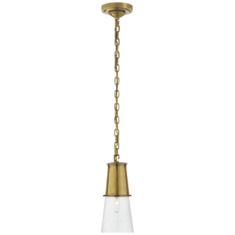 One Light Pendant from the Robinson Collection in Hand-Rubbed Antique Brass Finish by Visual Comfort Signature