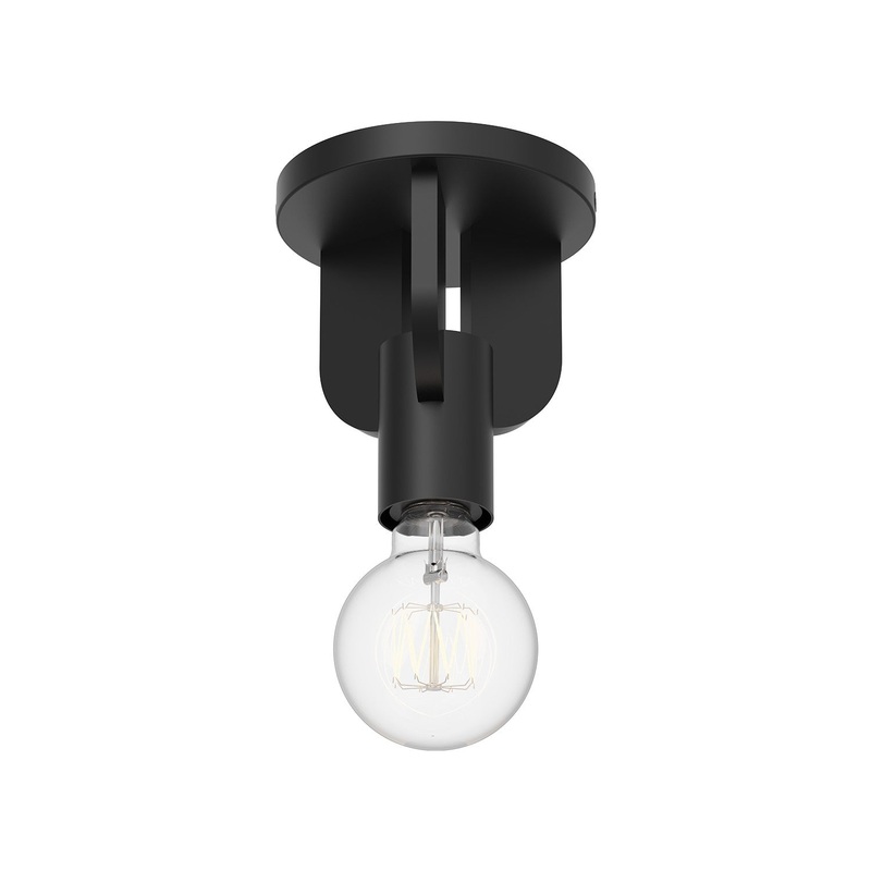 One Light Semi-Flush Mount from the Claire Collection in Aged Gold|Matte Black Finish by Alora