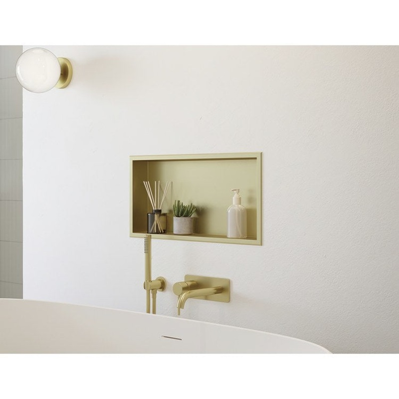 Shower Niche Veritas Shelf Brushed Gold 12 x 12 Inch Stainless Steel