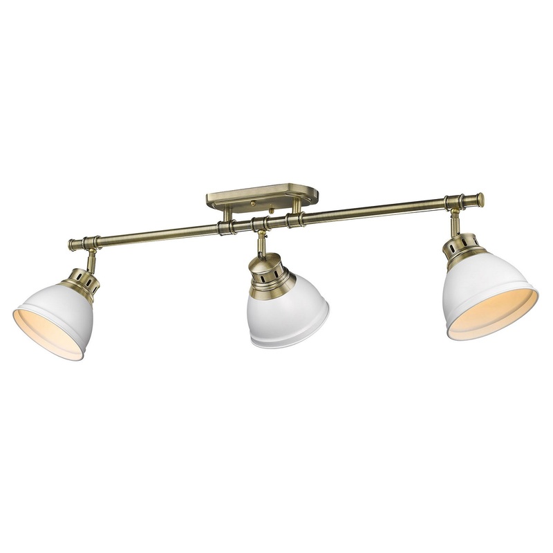 Three Light Semi-Flush Mount from the Duncan Collection in Aged Brass Finish by Golden