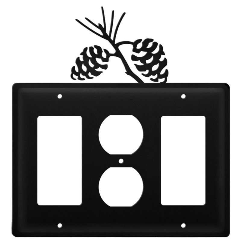 Village Wrought Iron EGOG-89 Triple Pinecone Single GFI Outlet and GFI Cover CUSTOM Product
