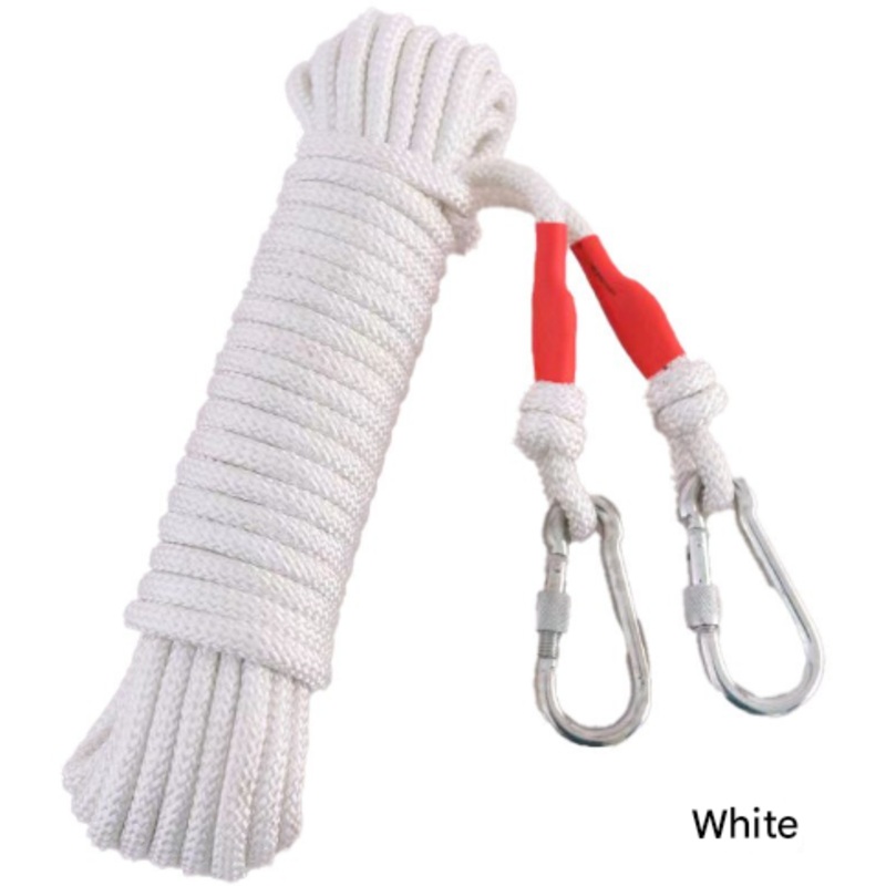 White Polyester (for home use) Without Wire Core Heavy Duty Adjustable Clothesline Set (2 Pack) – 10m Steel Wire Core Nylon Rope with Hooks for Outdoor & Camping