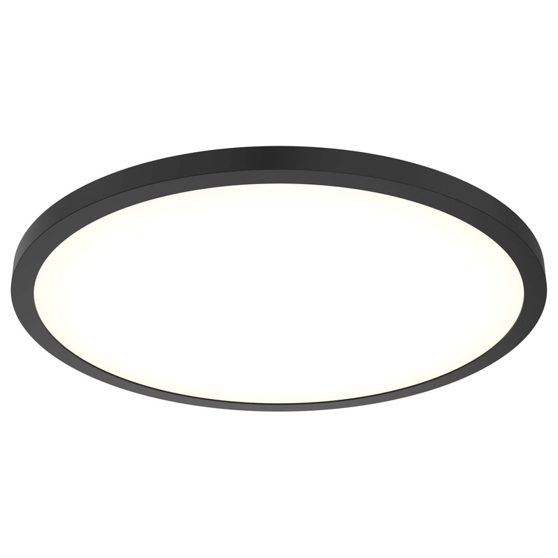 24″ Round Indoor/Outdoor LED Flush Mount Black 120/277/347V | 0-10V Dimming