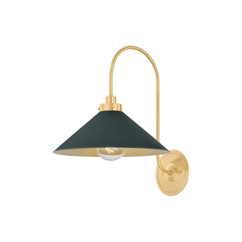 Clivedon 1-Light Wall Sconce Aged Brass/Soft Studio Green