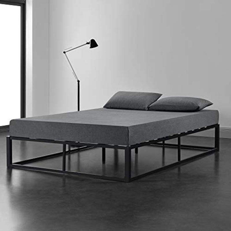 [en.casa] Struttura Letto in Metallo 160 x 200cm Letto Matrimoniale in Acciaio con Rete a Doghe – Nero