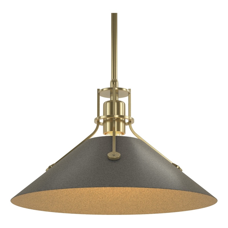 Henry Medium Steel Shade Pendant Modern Brass Natural Iron
