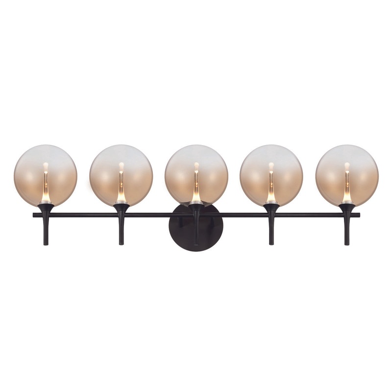 Iissa 5-Light Vanity Light Black Amber Glass