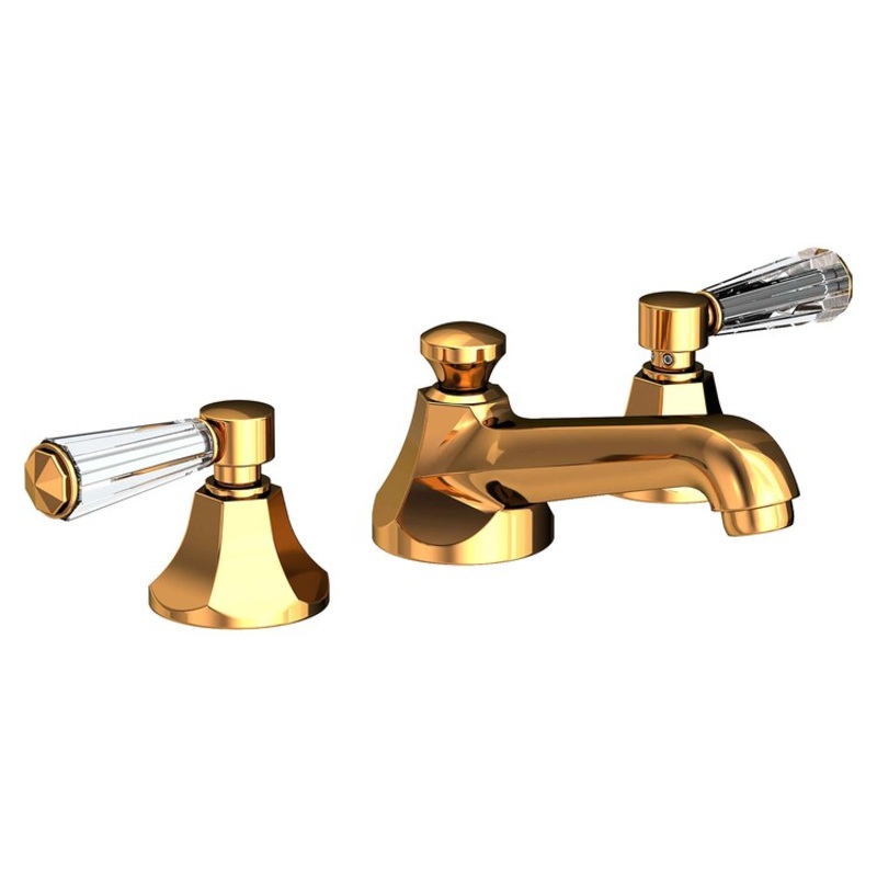 Lavatory Faucet Metropole Widespread 8 to 20 Inch Spread 2 Lever ADA WaterSense Polished Gold PVD 1.2 Gallons per Minute Pop-Up 3 Hole