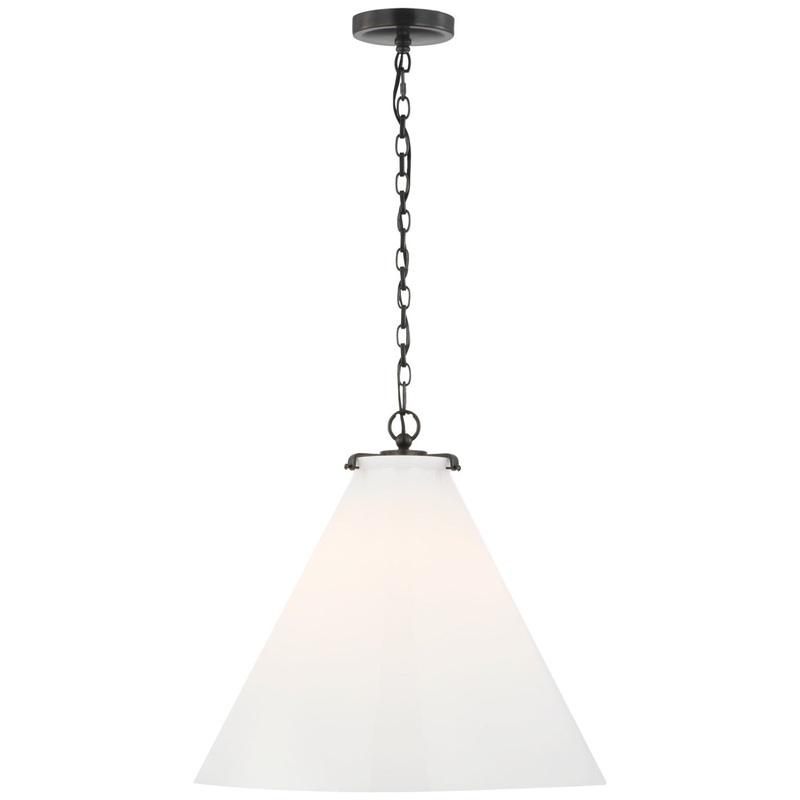 LED Pendant from the Katie Conical Collection in Bronze Finish by Visual Comfort Signature