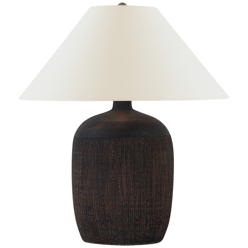 LED Table Lamp from the Portis Collection in Black Wash Terracotta Finish by Visual Comfort Signature