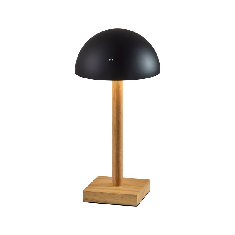 Nash LED Cordless Table Lamp Black & Natural Wood