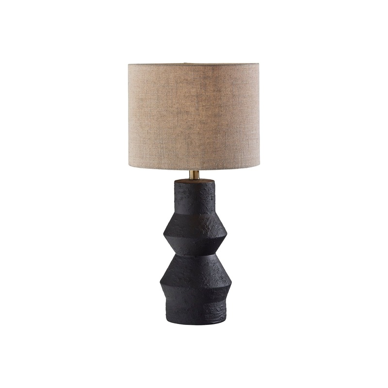 Noelle Table Lamp Black Textured Ceramic