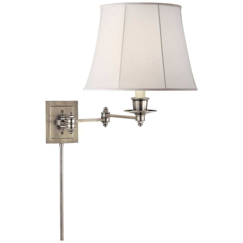 One Light Swing Arm Wall Lamp from the Swing Arm Sconce Collection in Antique Nickel Finish by Visual Comfort Signature