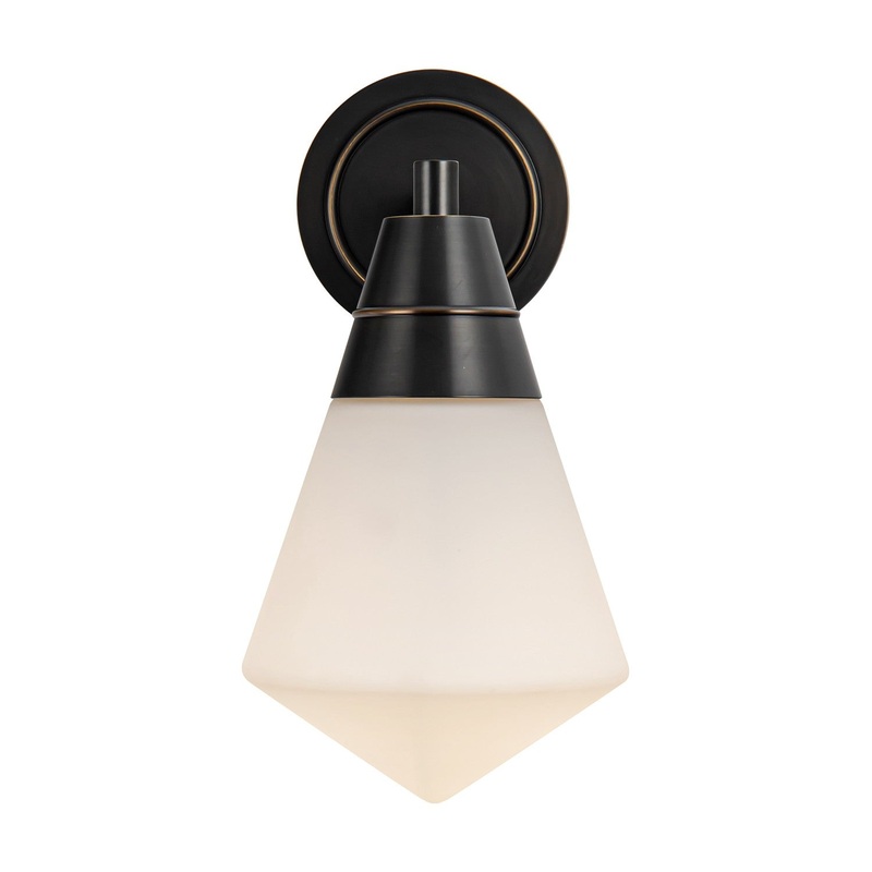 One Light Wall Sconce from the Willard Collection in Urban Bronze/Matte Opal Glass Finish by Alora