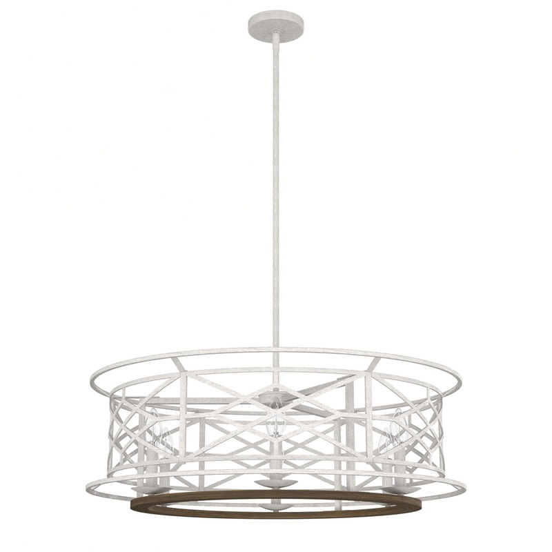 Six Light Chandelier from the Langwood Collection in Distressed White Finish by Hunter