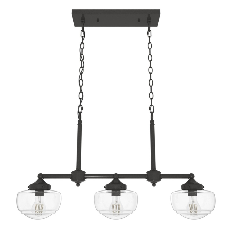 Three Light Linear Chandelier from the Saddle Creek Collection in Noble Bronze Finish by Hunter