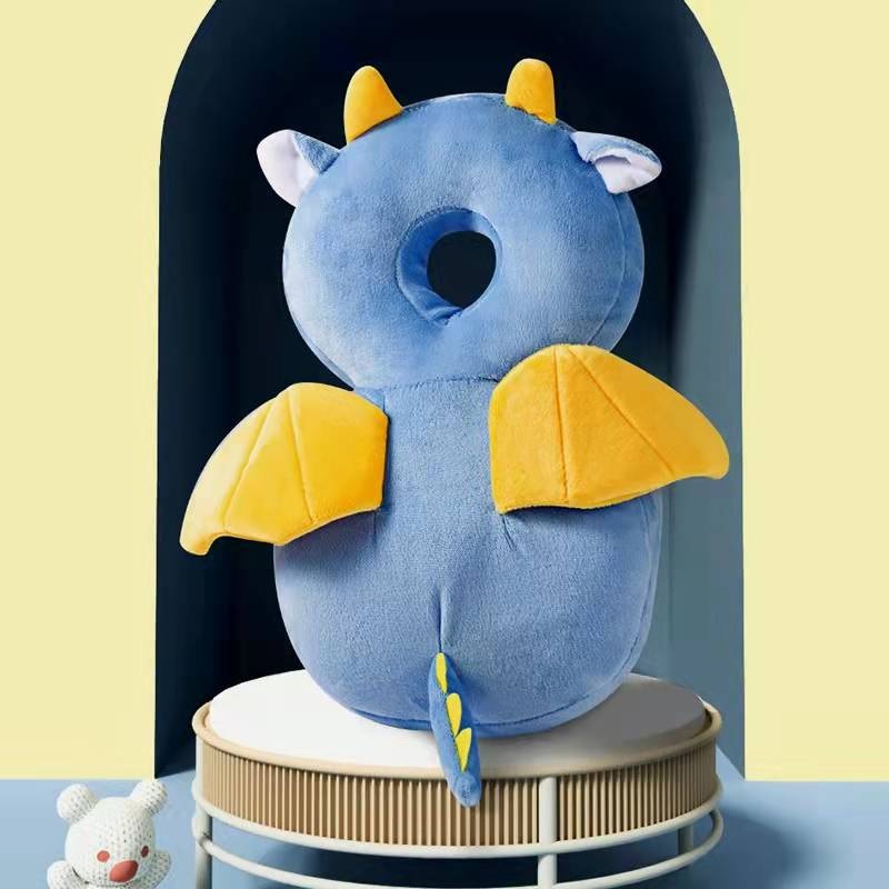 Adorable Baby Head Protector Backpack Cushion – Anti-Fall Toddler Safety Pad with Adjustable Straps(Purple Dragon)