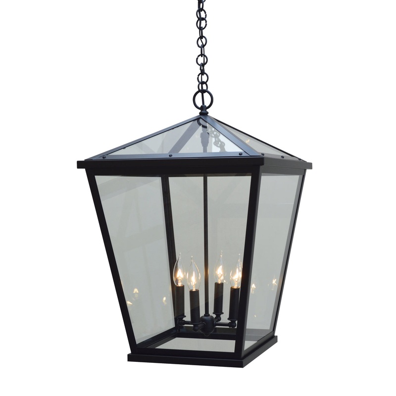 Arroyo DEH-17CLR-BK Devonshire Four Light Pendant Satin Black