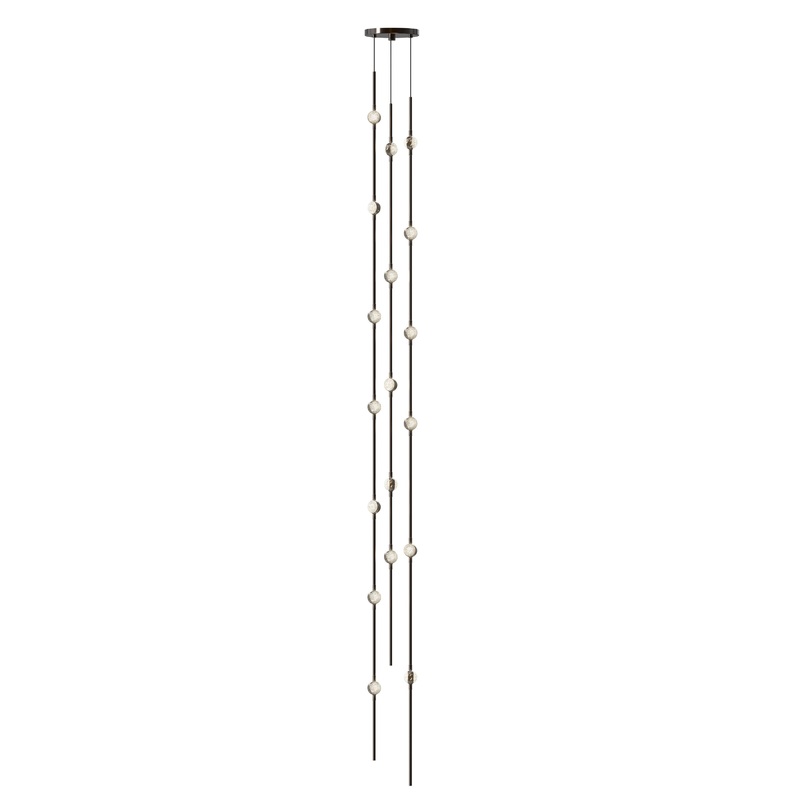 Constellation Andromeda Tall 6″ Round LED Pendant Espresso Black with Clear Faceted Acrylic 2200K 20′ Adjustable Cord