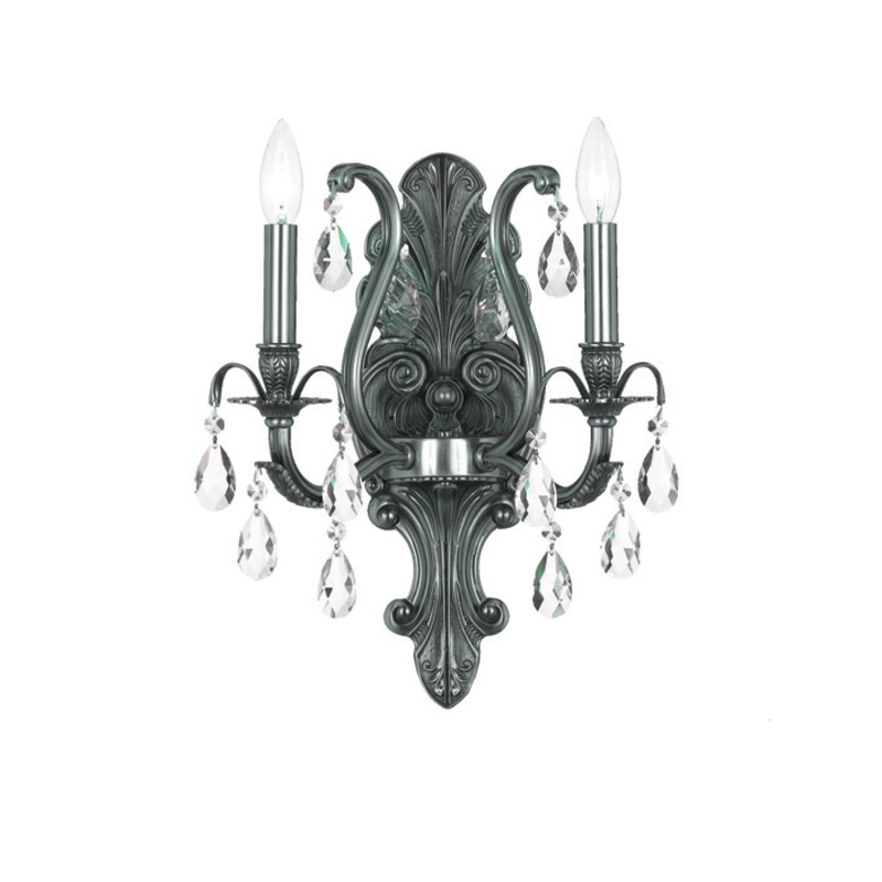 Crystorama 5563-PW-CL-S Dawson Two Light Wall Sconce Pewter