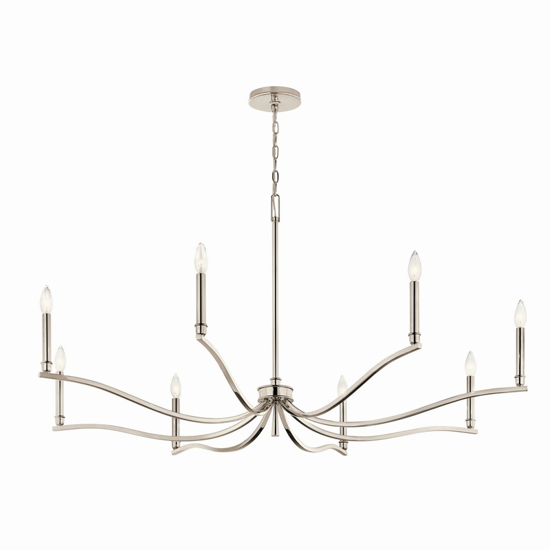 Eight Light Chandelier from the Malene Collection in Polished Nickel Finish by Kichler