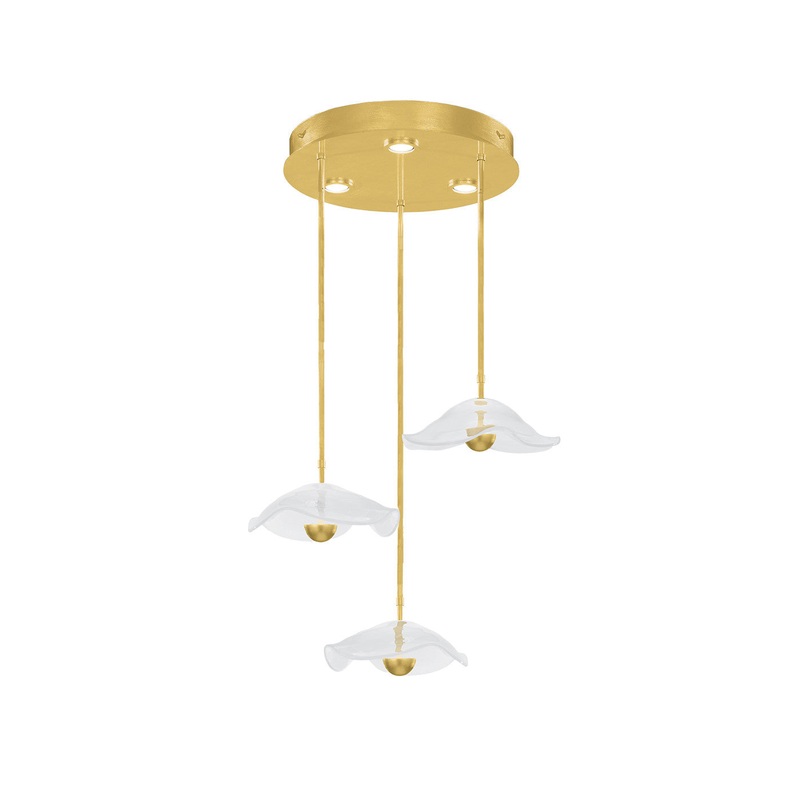 Embark 31.25″W Round Pendant Gold Leaf/Clear