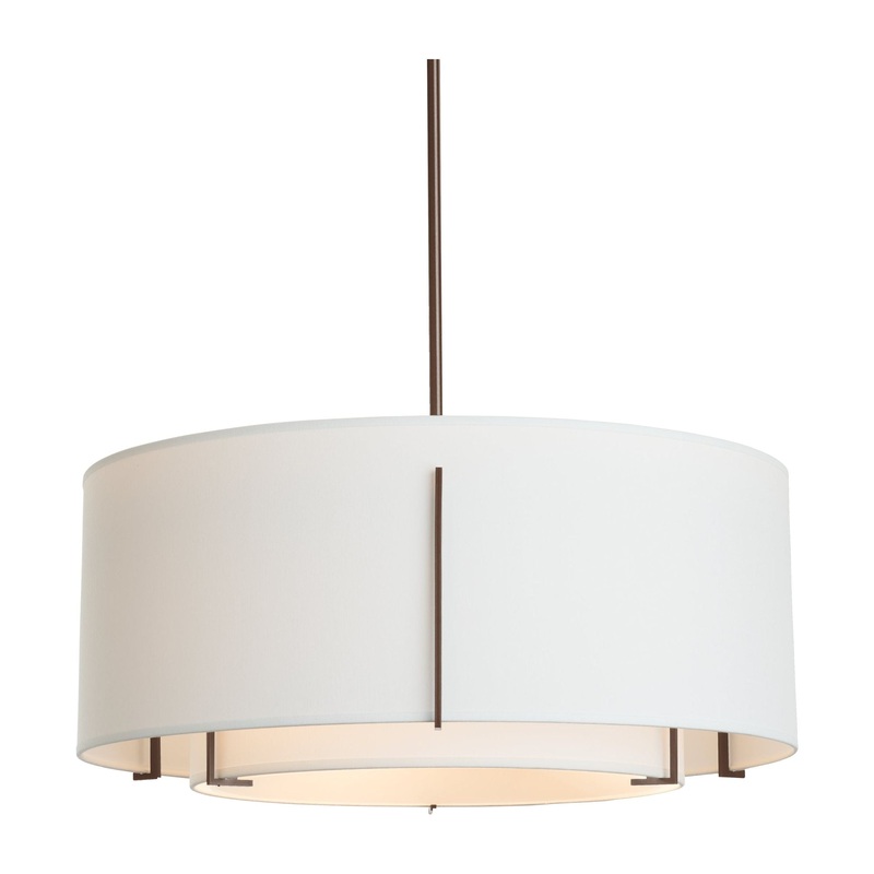 Exos Large Double Shade Pendant Bronze Natural Anna Inner Shade & Natural Anna Outer Shade