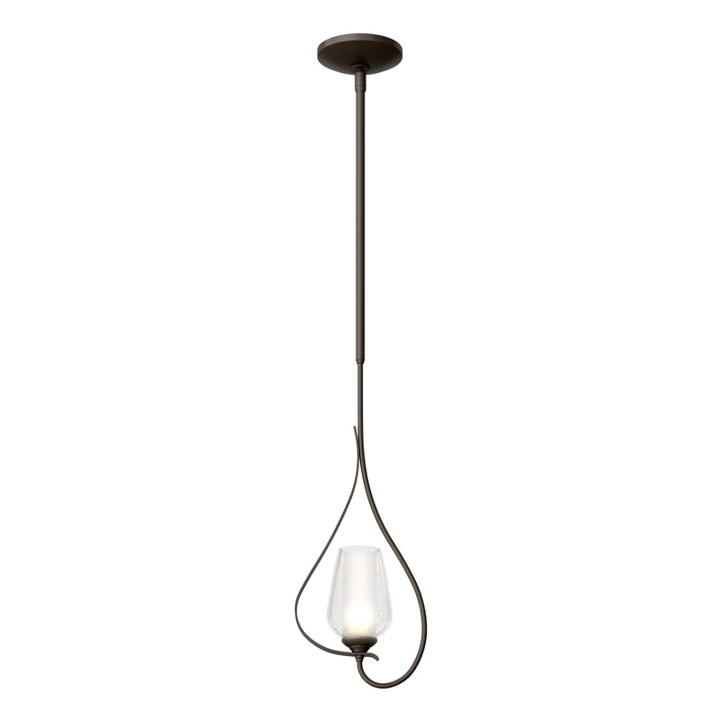 Flora Up Light Mini Pendant Dark Smoke Seeded Glass with Opal Diffuser (ZS)