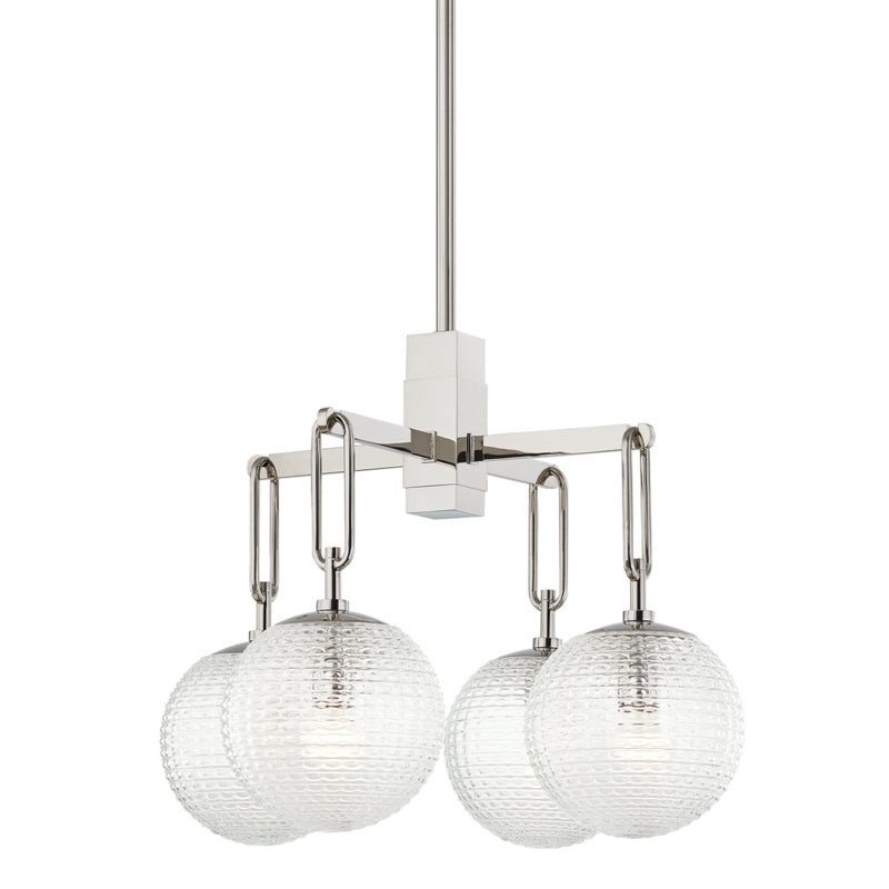 Four Light Chandelier from the Jewett Collection in Polished Nickel Finish by Hudson Valley