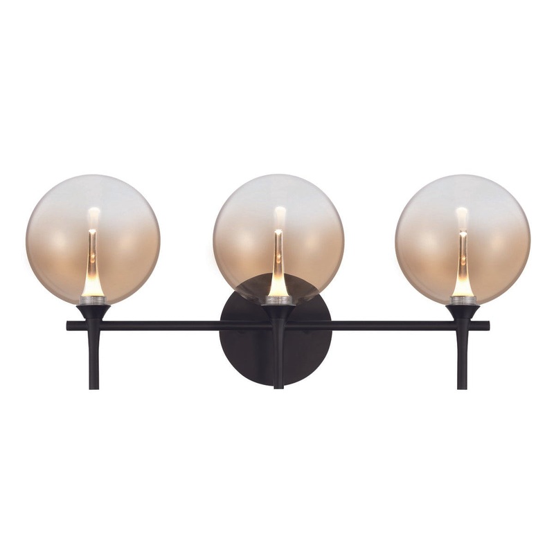 Iissa 3-Light Vanity Light Black Amber Glass
