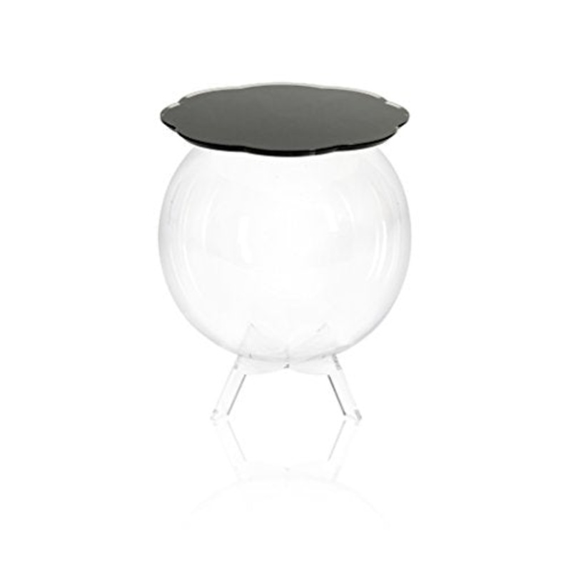 Iplex Design Bollino Tavolino/Comodino Contenitore, Plexiglass/PMMA, Nero/Trasparente
