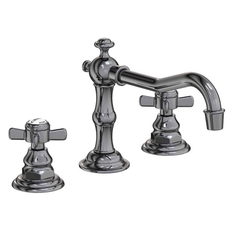 Lavatory Faucet Fairfield Widespread 8 to 20 Inch Spread 2 Cross ADA Midnight Chrome 1.2 Gallons per Minute Brass Spout Height 3-5/16 Inch