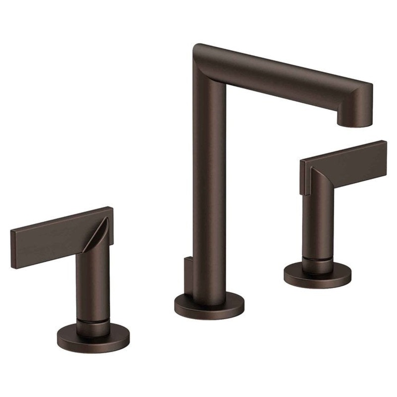 Lavatory Faucet Keaton Widespread 8 to 20 Inch Spread 2 Lever ADA WaterSense English Bronze 1.2 Gallons per Minute Pop-Up 3 Hole